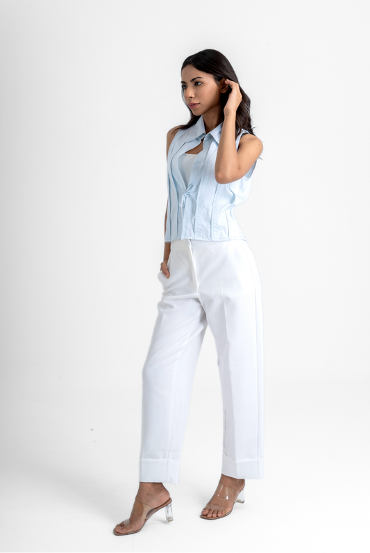 Halter Tie-up with Pleated Detail