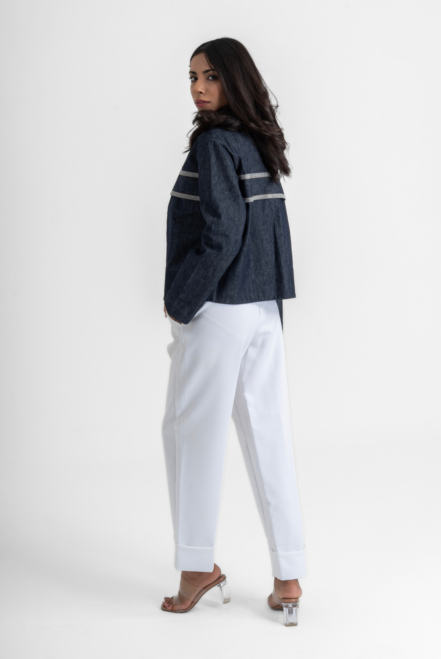 Centre Panel Tie-up Shacket - Denim