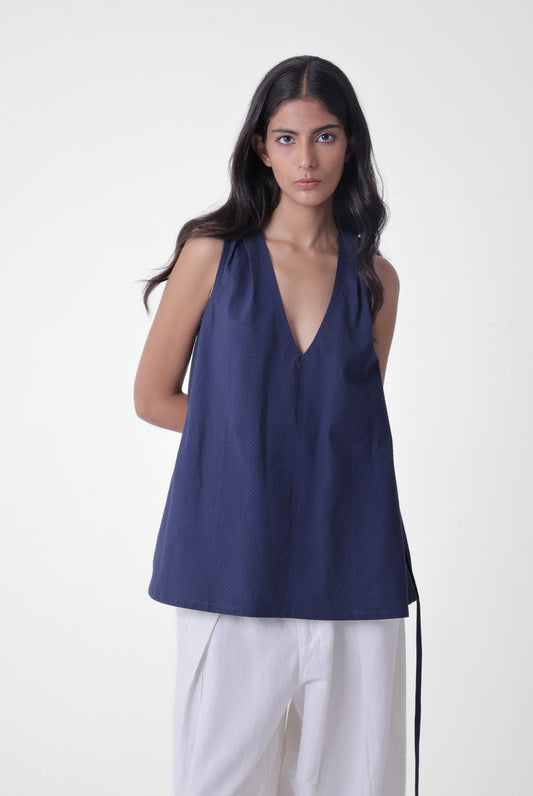 Deep V Pleated Top