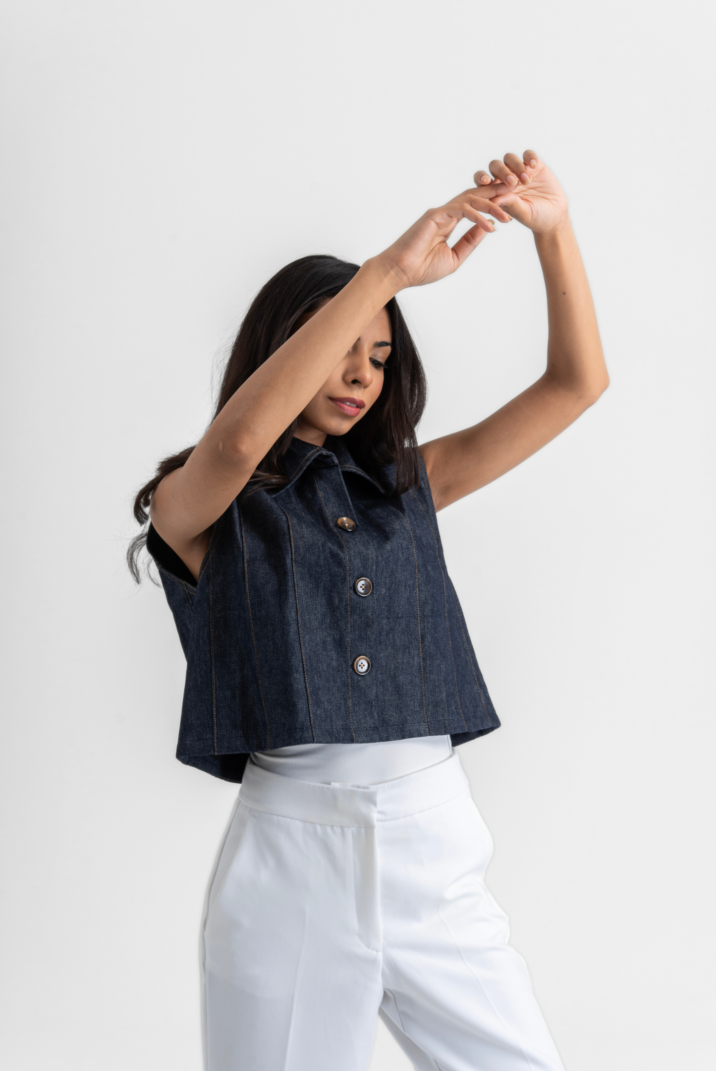 Denim Cropped Vest