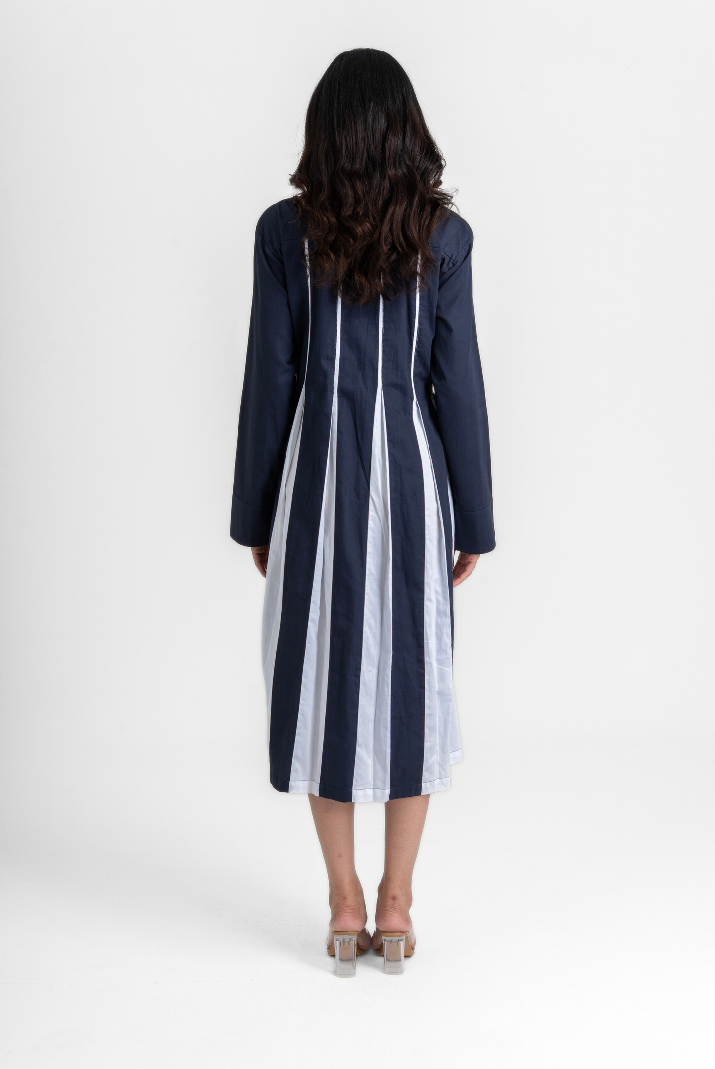 Open Pleat Long Dress