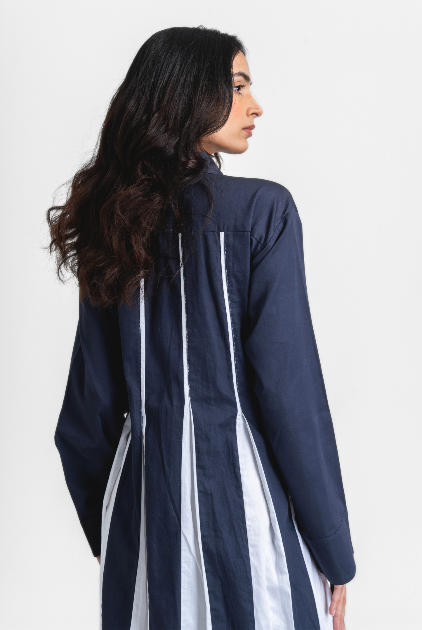 Open Pleat Long Dress