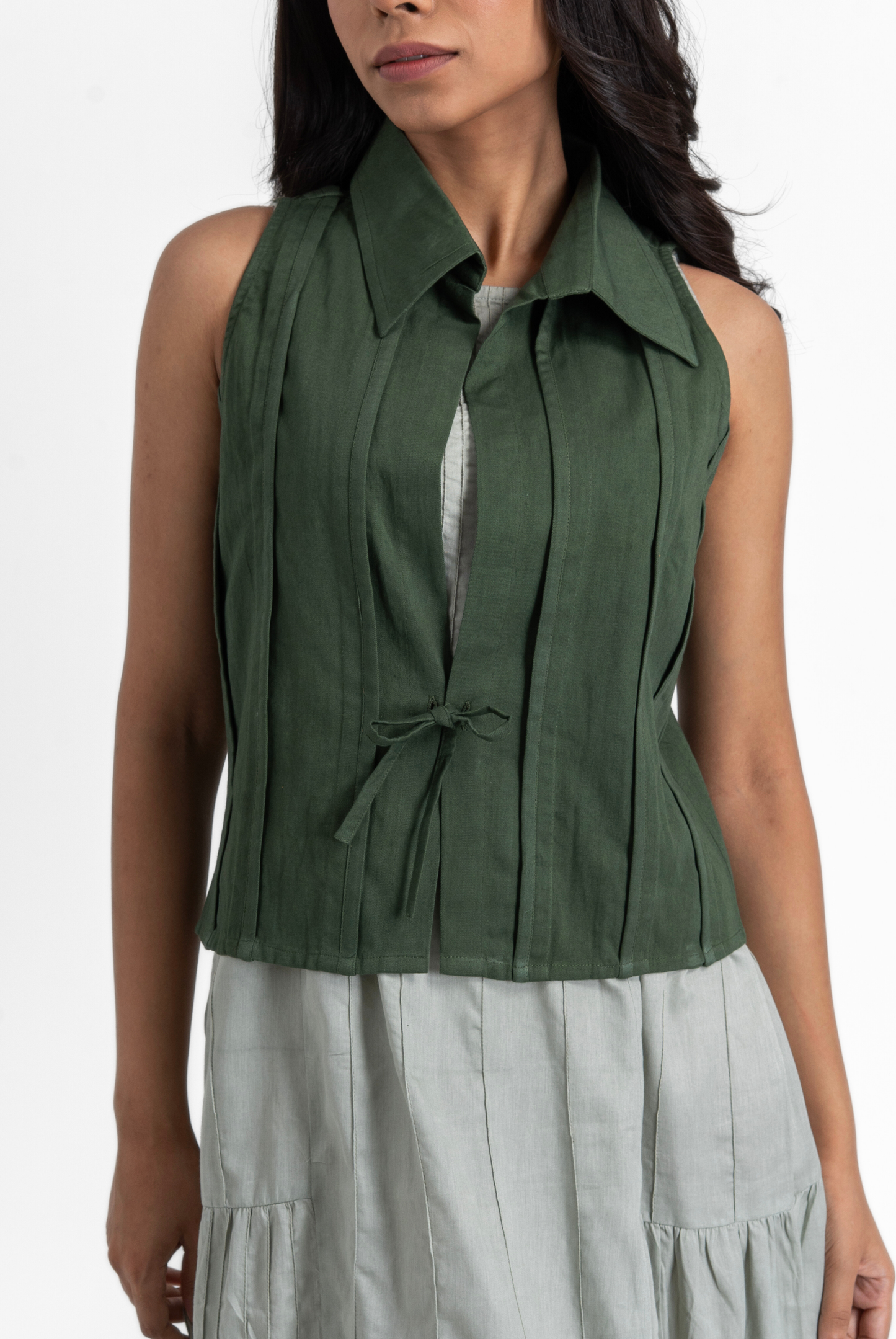 Halter Tie-up with Pleated Detail