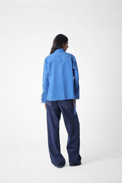 Lace-up Seersucker Shirt