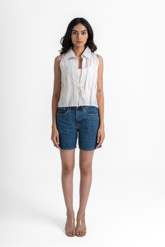 Halter Tie-up with Pleated Detail