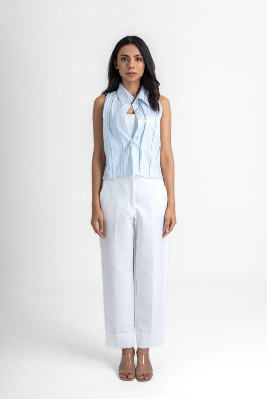Halter Tie-up with Pleated Detail