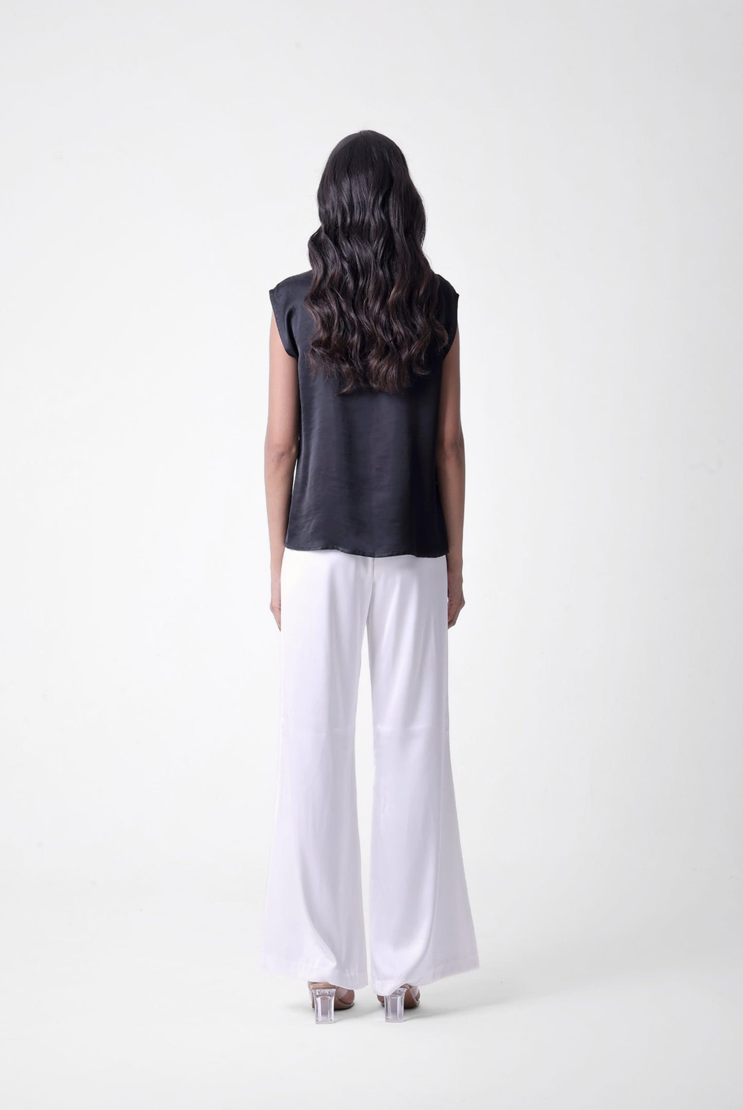 Cross Layer Cowl Top in Black