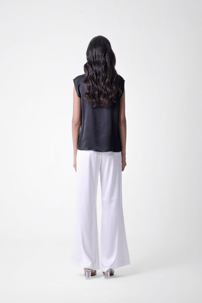 Cross Layer Cowl Top in Black