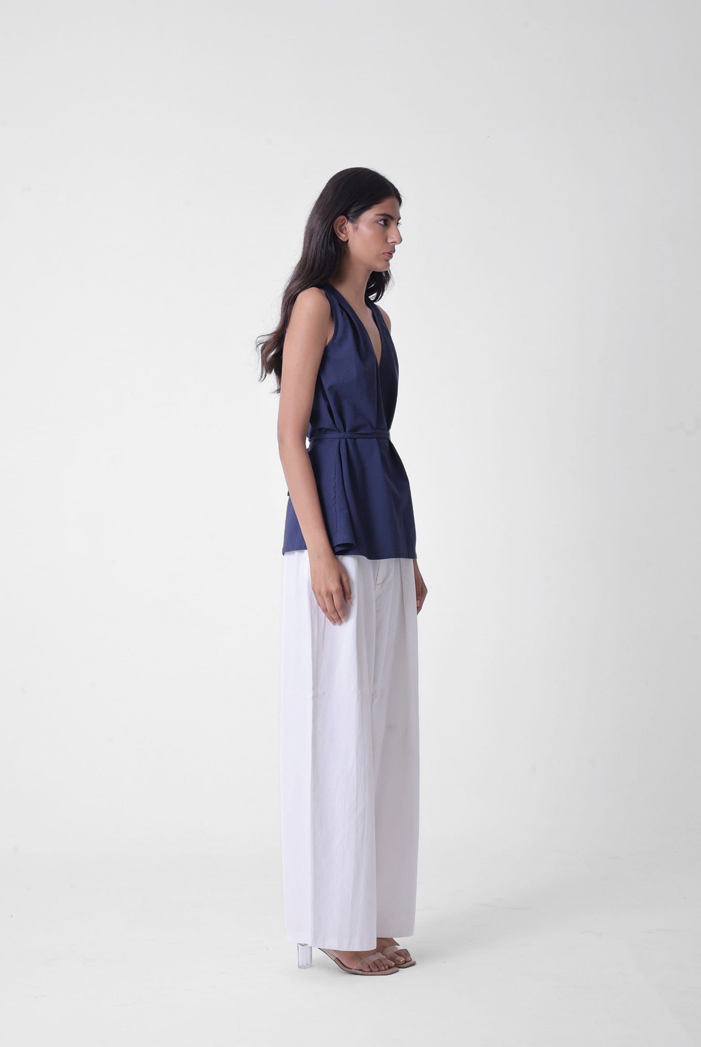 Deep V Pleated Top