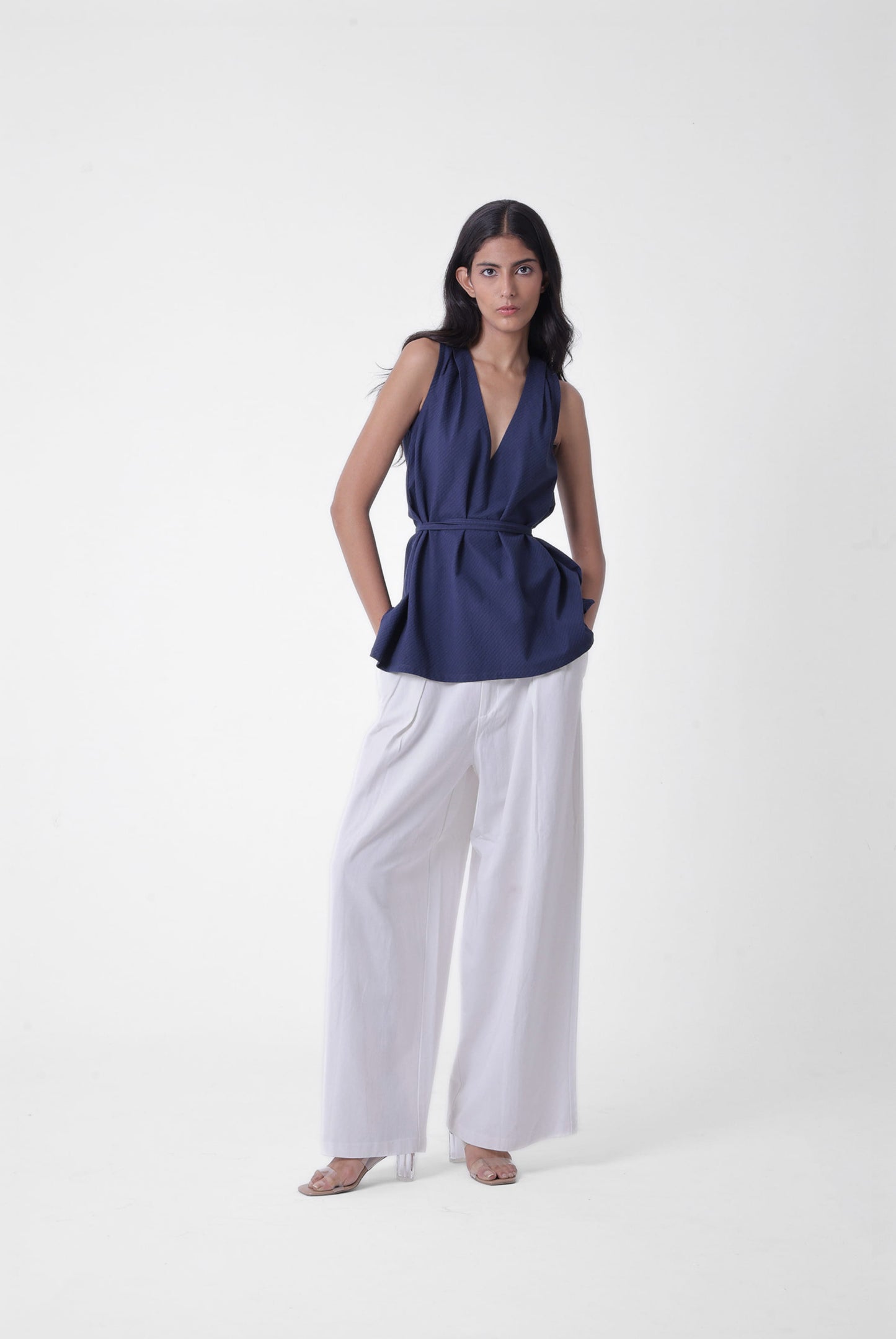 Deep V Pleated Top