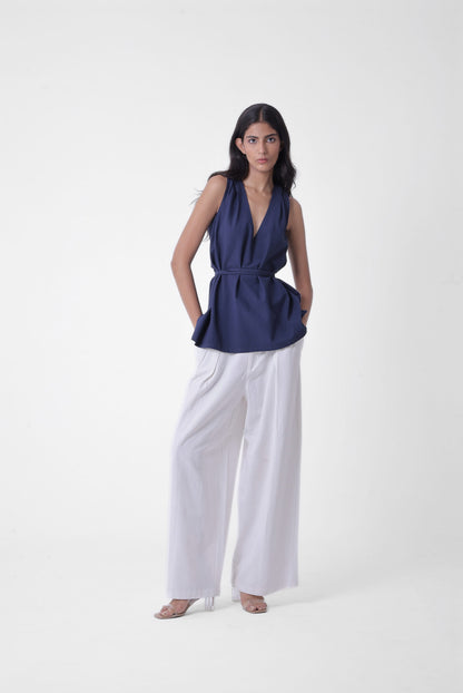 Deep V Pleated Top