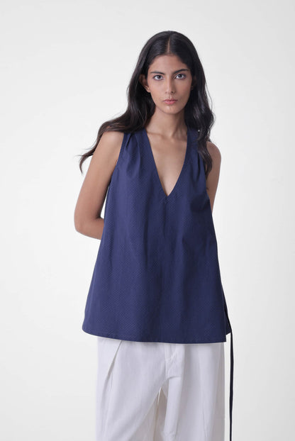 Deep V Pleated Top