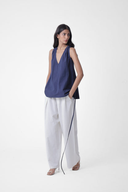 Deep V Pleated Top