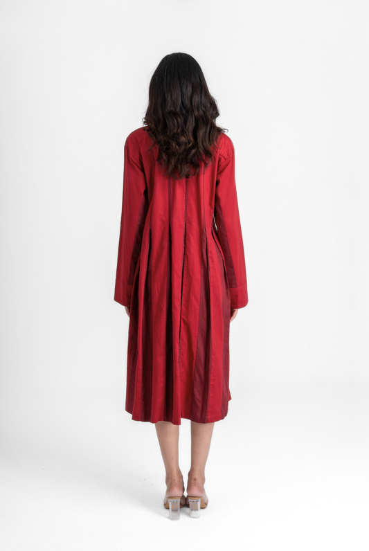 Open Pleat Long Dress