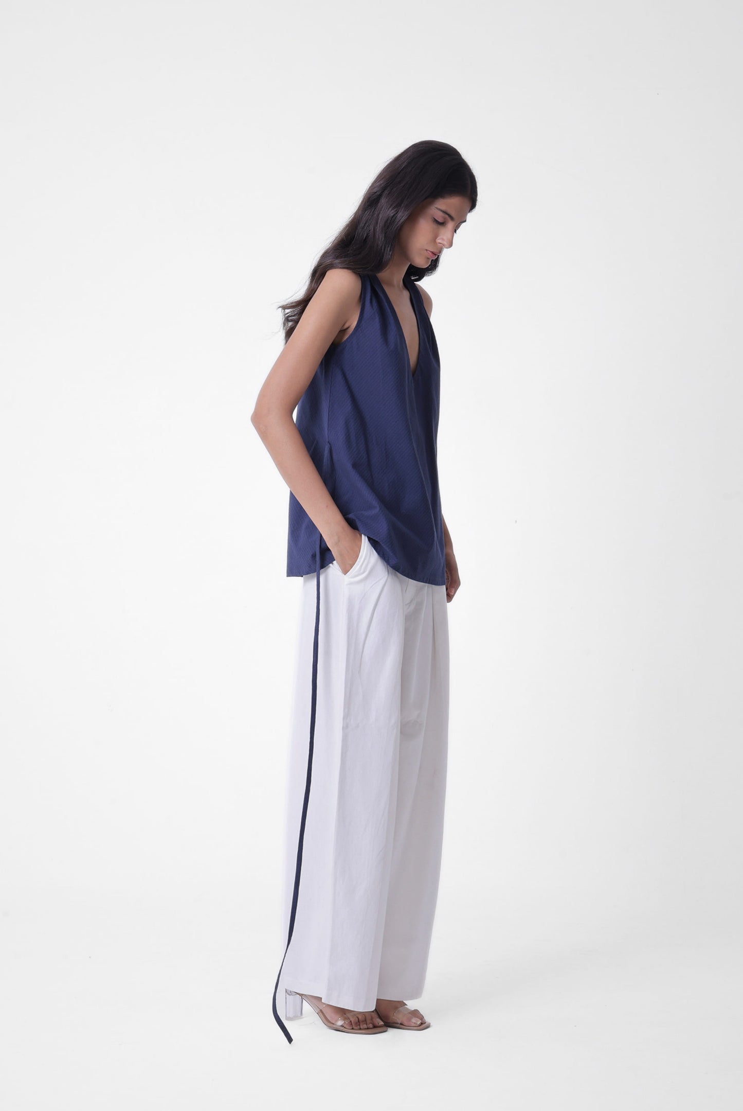 Deep V Pleated Top