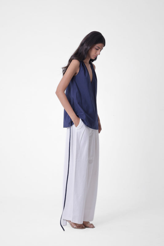 Deep V Pleated Top