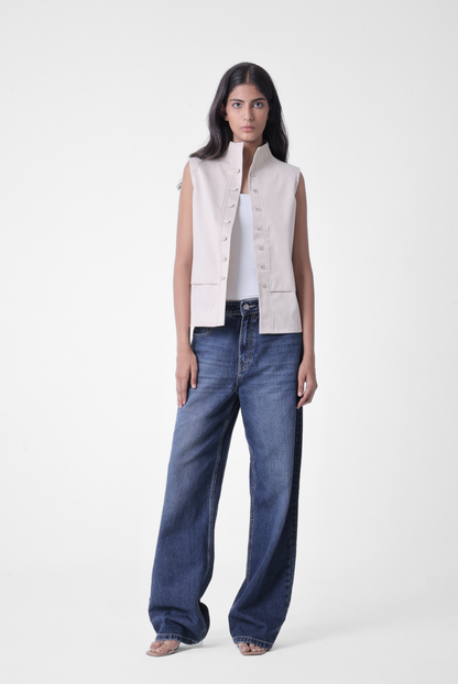 High Neck Lace-up Vest