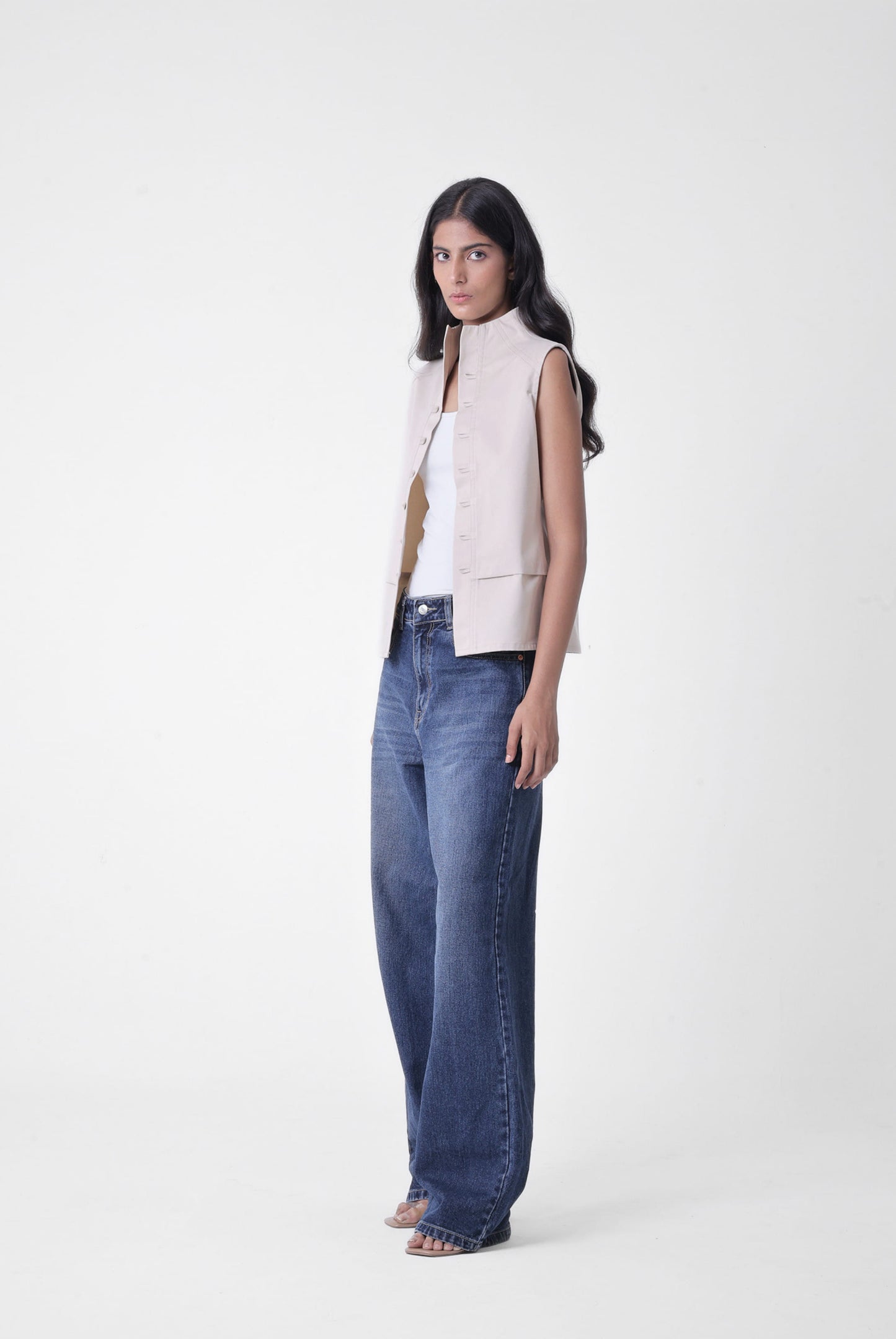 High Neck Lace-up Vest