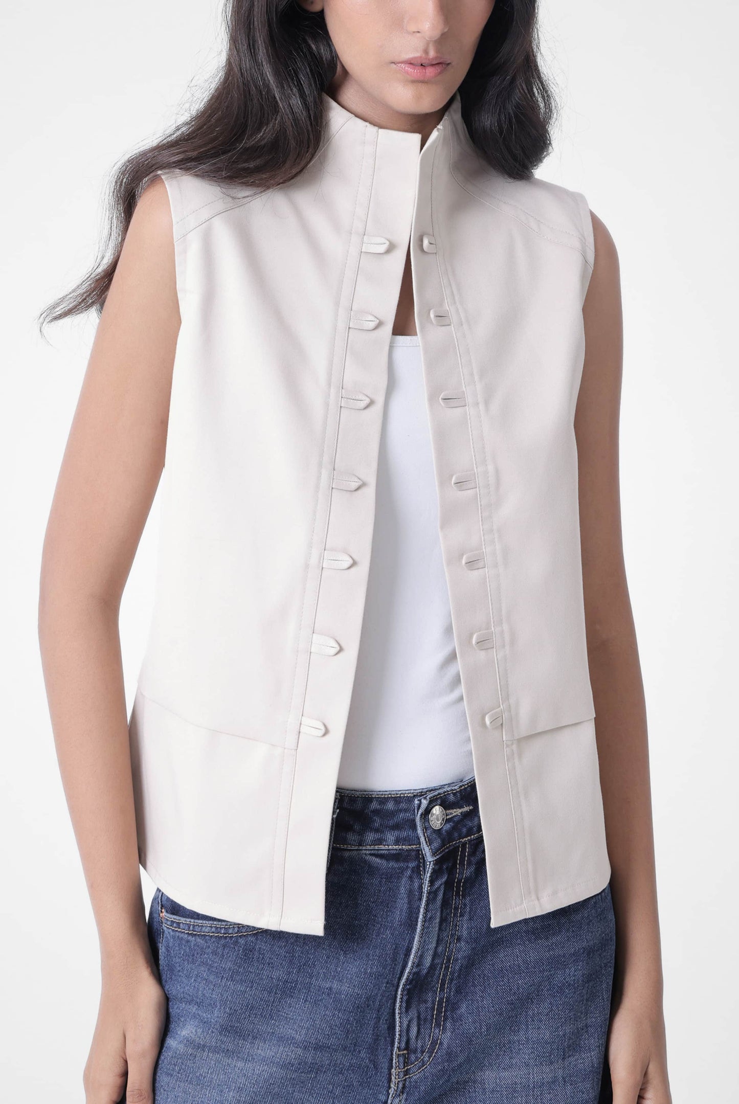 High Neck Lace-up Vest