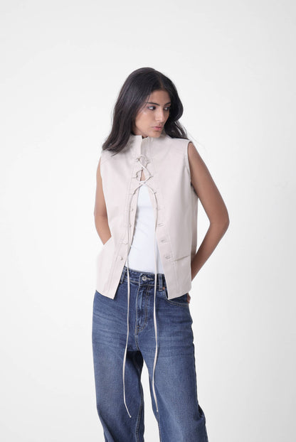 High Neck Lace-up Vest