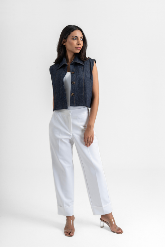 Denim Cropped Vest