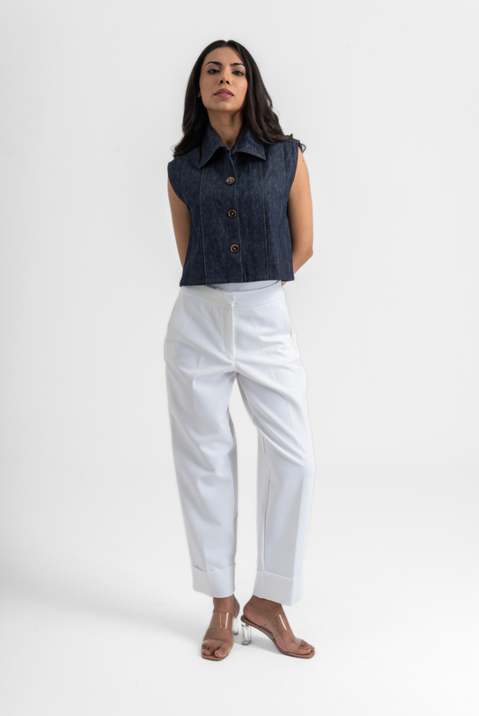 Denim Cropped Vest
