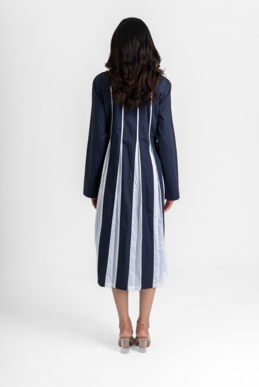 Open Pleat Long Dress
