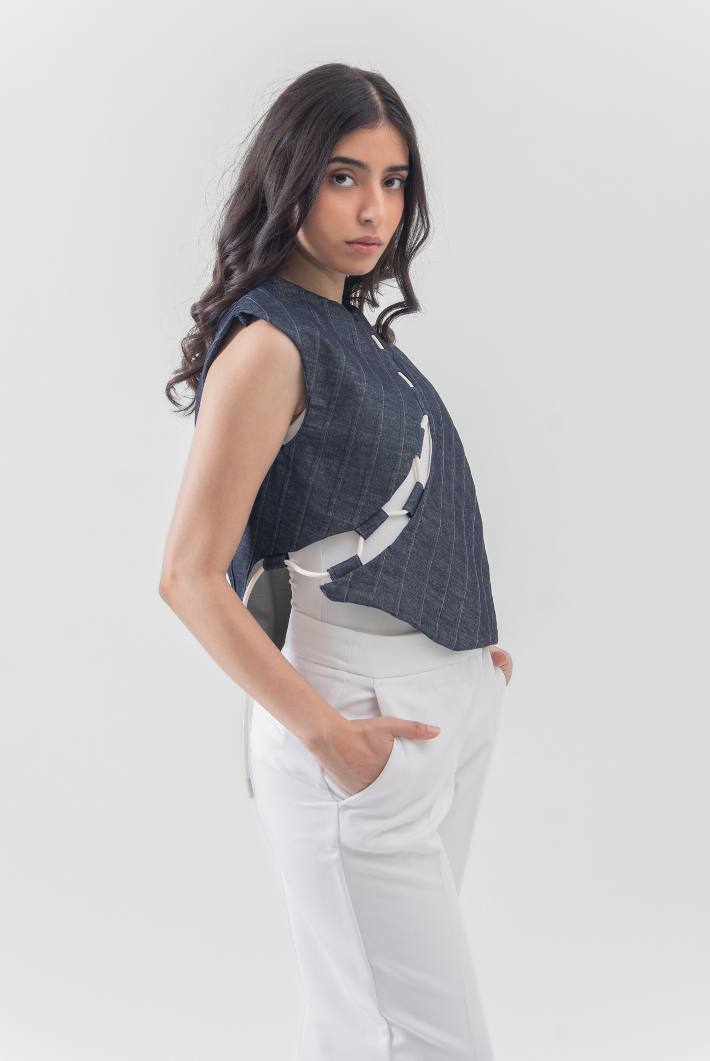 Corded Denim Vest