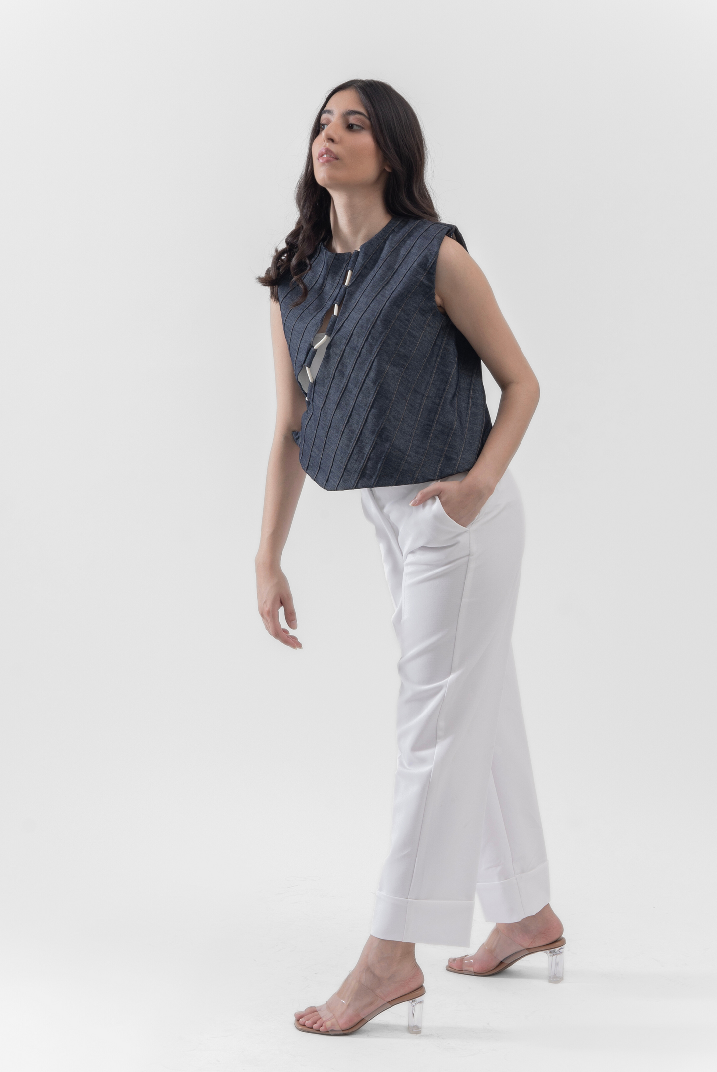 Corded Denim Vest